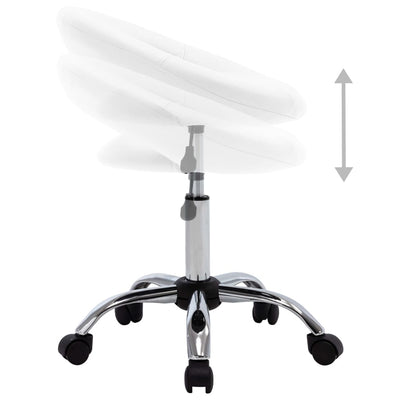 vidaXL Rolling Work Chair White Faux Leather