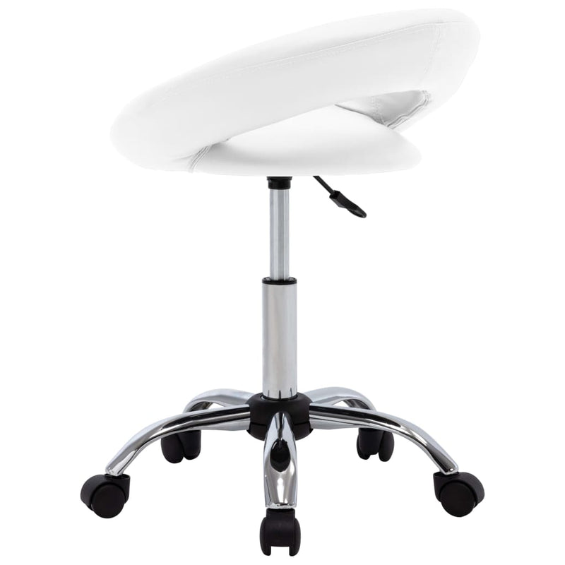 vidaXL Rolling Work Chair White Faux Leather
