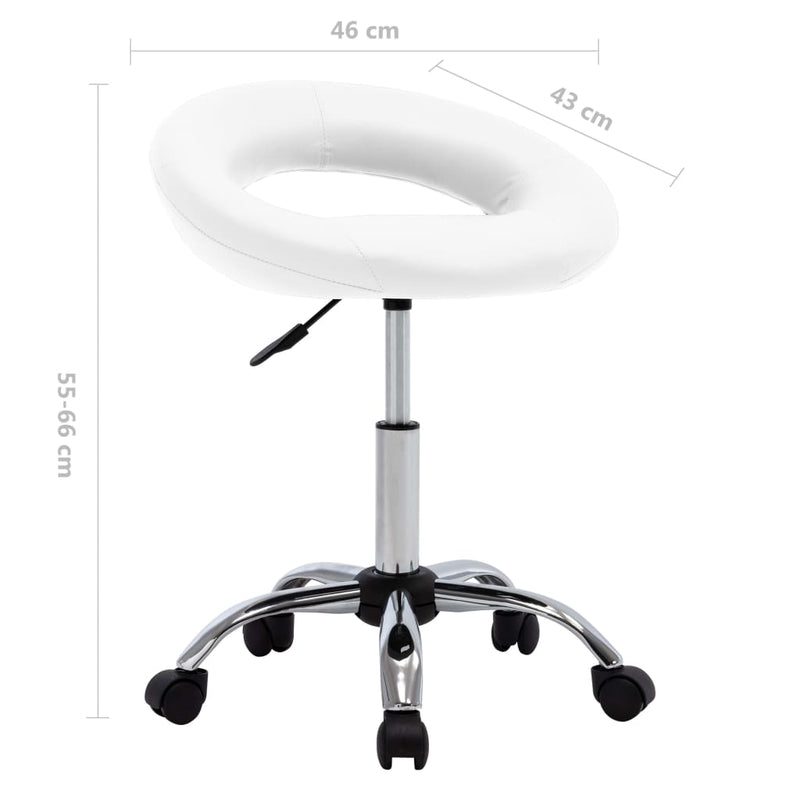 vidaXL Rolling Work Chair White Faux Leather