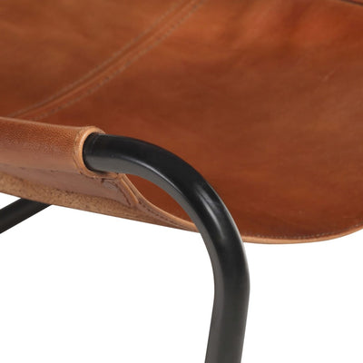 vidaXL Relaxing Chair Black Real Leather