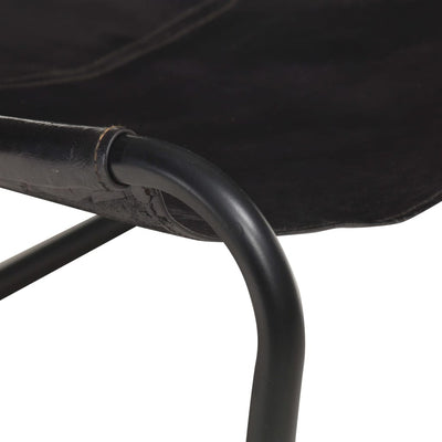 vidaXL Relaxing Chair Black Real Leather