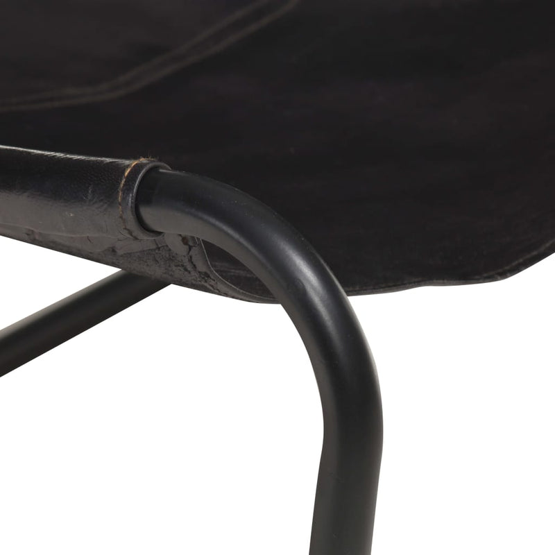 vidaXL Relaxing Chair Black Real Leather