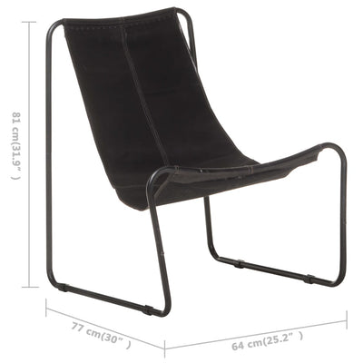 vidaXL Relaxing Chair Black Real Leather