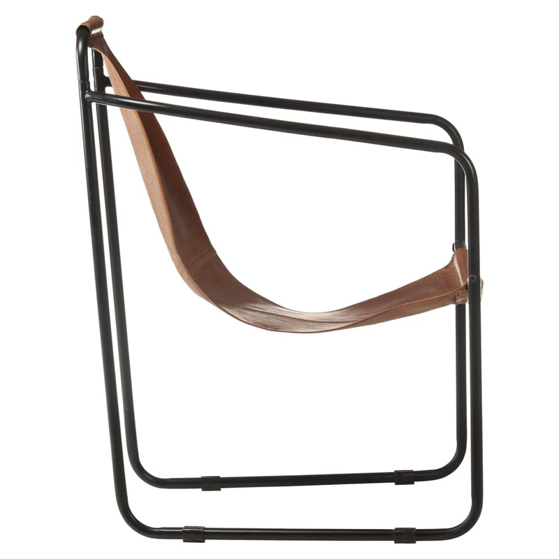 vidaXL Relaxing Armchair Black Real Leather