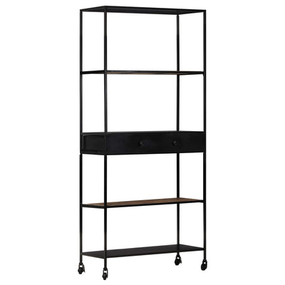 vidaXL Book Cabinet 60x35x180 cm Rough Mango Wood & Iron