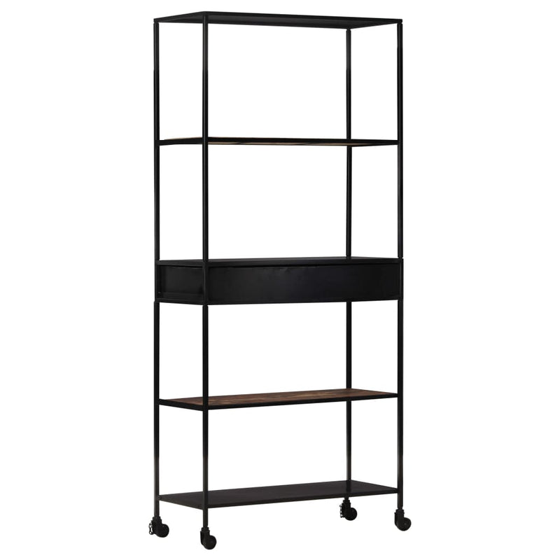 vidaXL Book Cabinet 60x35x180 cm Rough Mango Wood & Iron