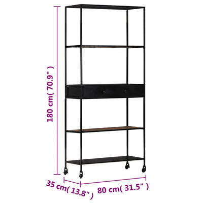 vidaXL Book Cabinet 60x35x180 cm Rough Mango Wood & Iron