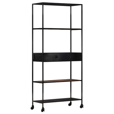 vidaXL Book Cabinet 60x35x180 cm Rough Mango Wood & Iron