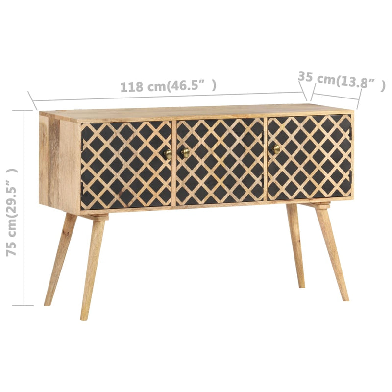 vidaXL Sideboard 118x35x75 cm Solid Mango Wood