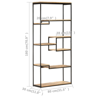 vidaXL Bookcase 80x30x180 cm Rough Mango Wood
