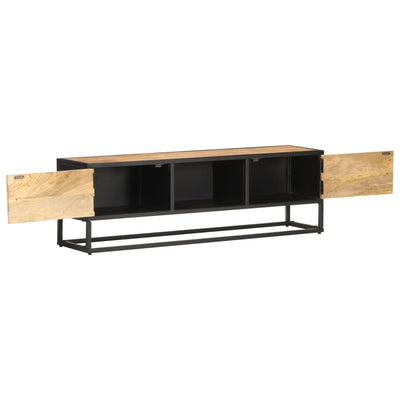 vidaXL TV Cabinet with Carved Door 130x30x40 cm Rough Mango Wood