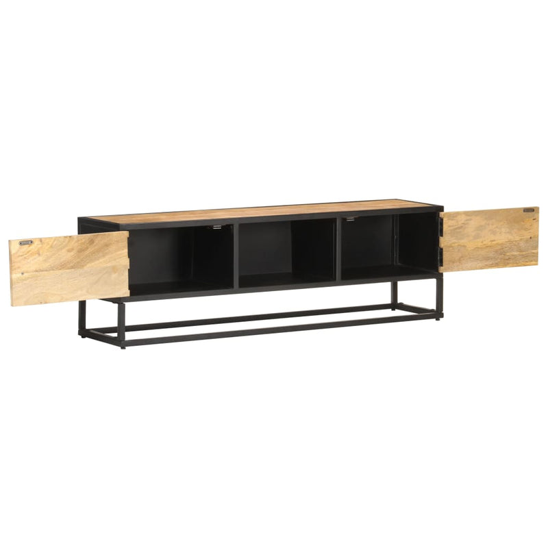 vidaXL TV Cabinet with Carved Door 130x30x40 cm Rough Mango Wood