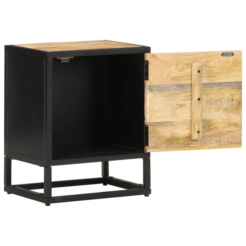 vidaXL Bedside Cabinet with Carved Door 40x30x50 cm Rough Mango Wood