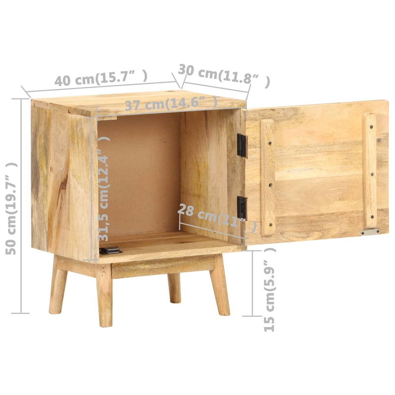 vidaXL Bedside Cabinet 40x30x50 cm Solid Mango Wood