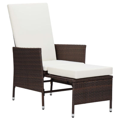 vidaXL Reclining Garden Chair with Cushions Poly Rattan Black