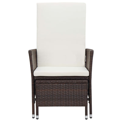 vidaXL Reclining Garden Chair with Cushions Poly Rattan Black