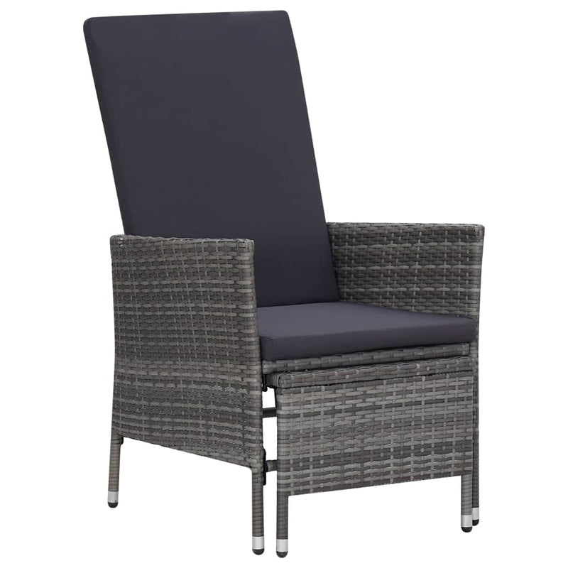 vidaXL Reclining Garden Chair with Cushions Poly Rattan Black