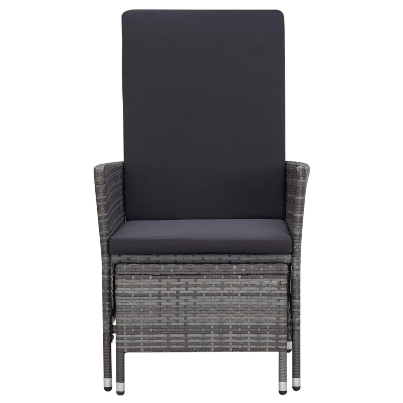 vidaXL Reclining Garden Chair with Cushions Poly Rattan Black
