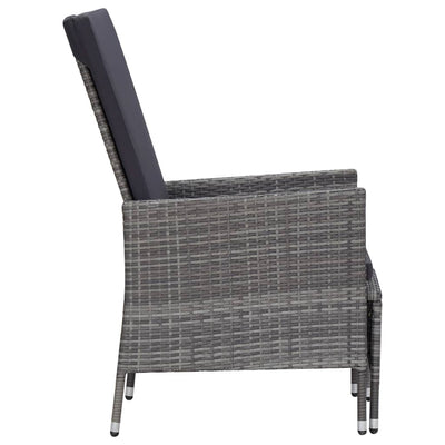 vidaXL Reclining Garden Chair with Cushions Poly Rattan Black