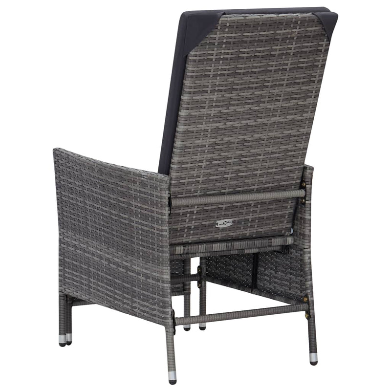 vidaXL Reclining Garden Chair with Cushions Poly Rattan Black
