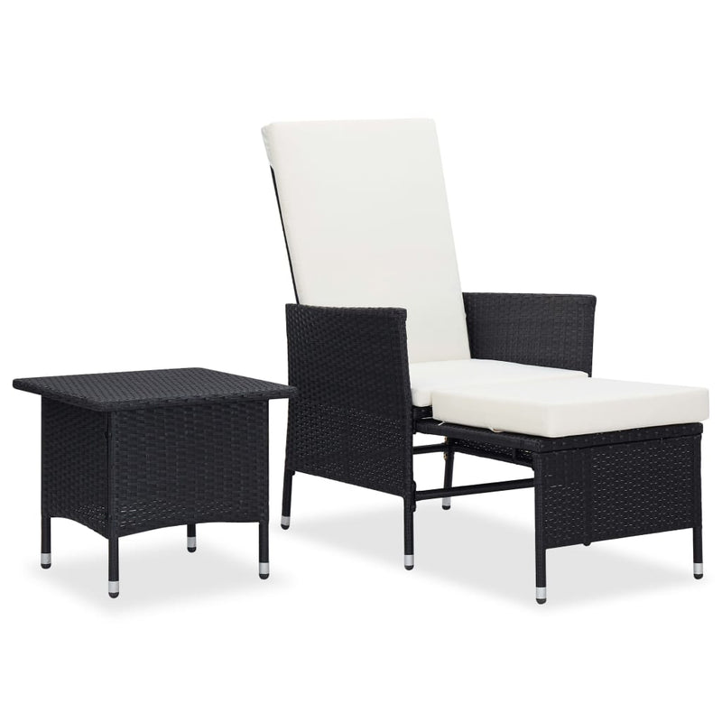 vidaXL 2 Piece Garden Lounge Set with Cushions Poly Rattan Black