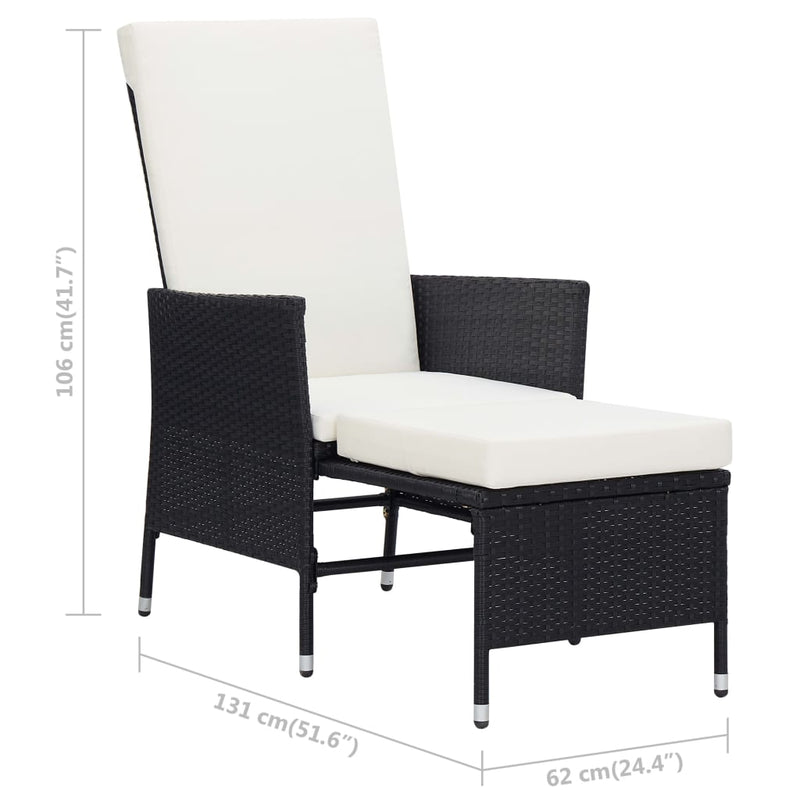 vidaXL 2 Piece Garden Lounge Set with Cushions Poly Rattan Black