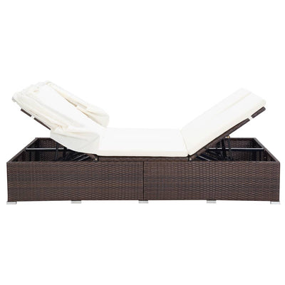 vidaXL 2-Person Sunbed with Cushion Poly Rattan Black
