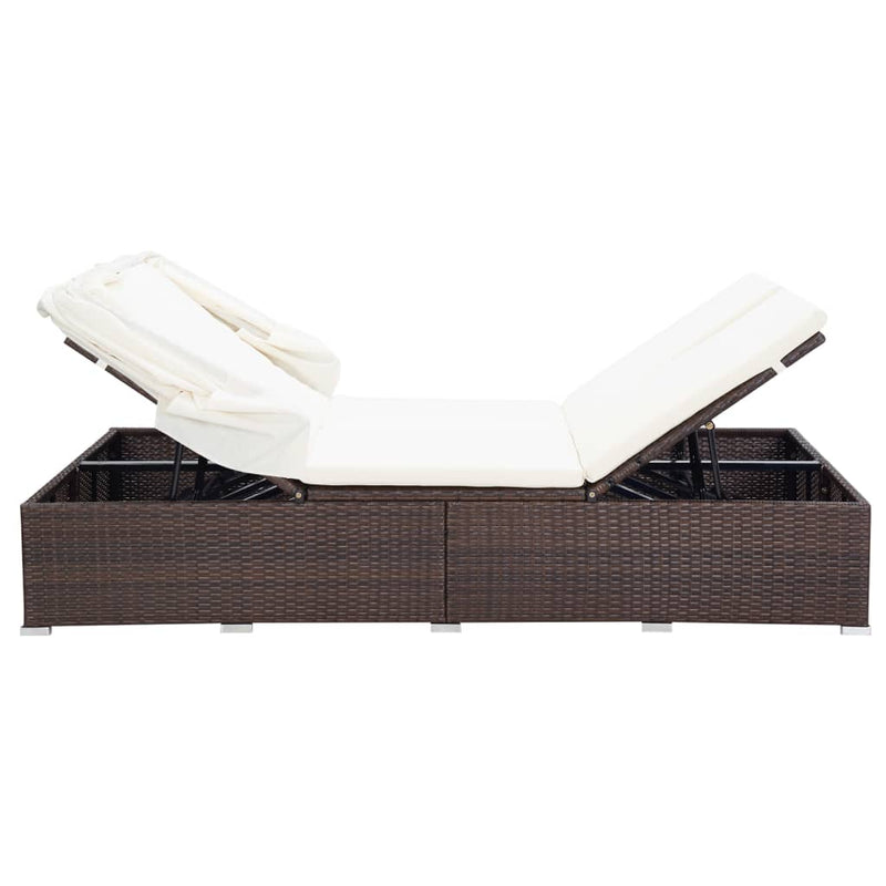 vidaXL 2-Person Sunbed with Cushion Poly Rattan Black