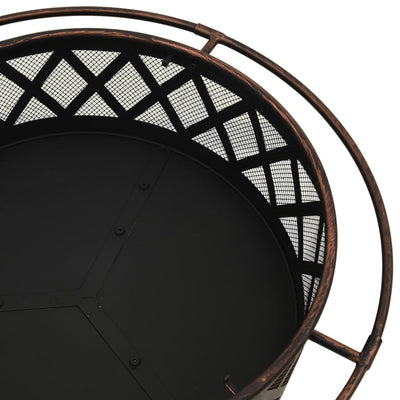 vidaXL Rustic Fire Pit with Poker 76 cm XXL Steel