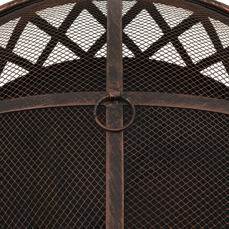 vidaXL Rustic Fire Pit with Poker 76 cm XXL Steel