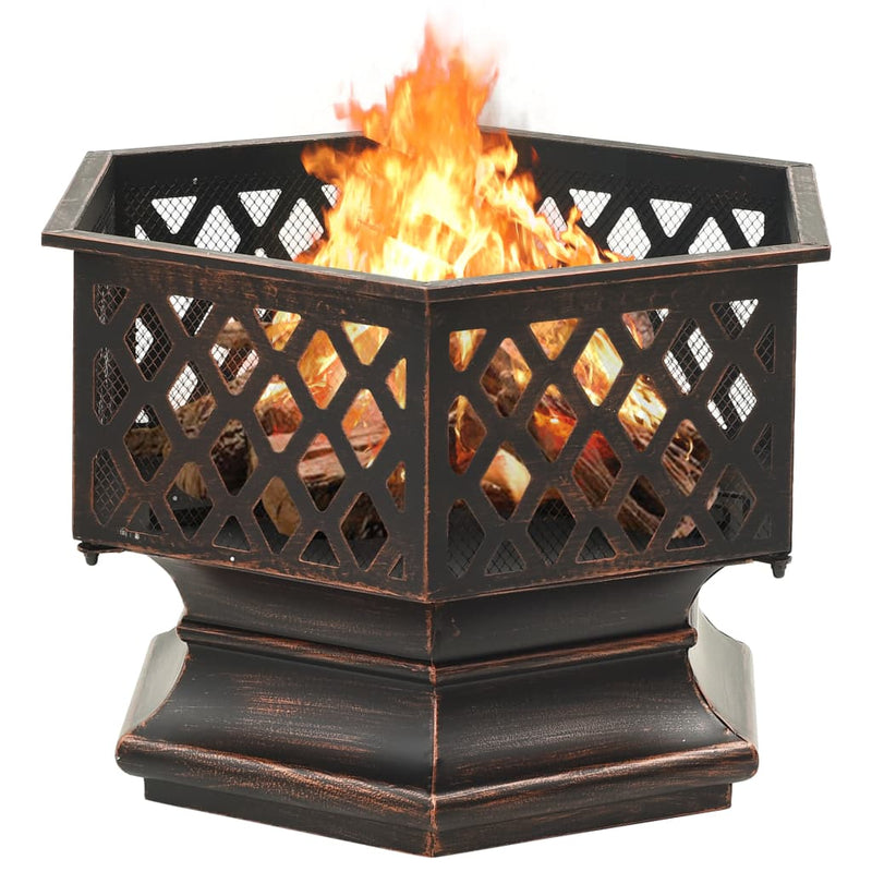 vidaXL Rustic Fire Pit with Poker 76 cm XXL Steel