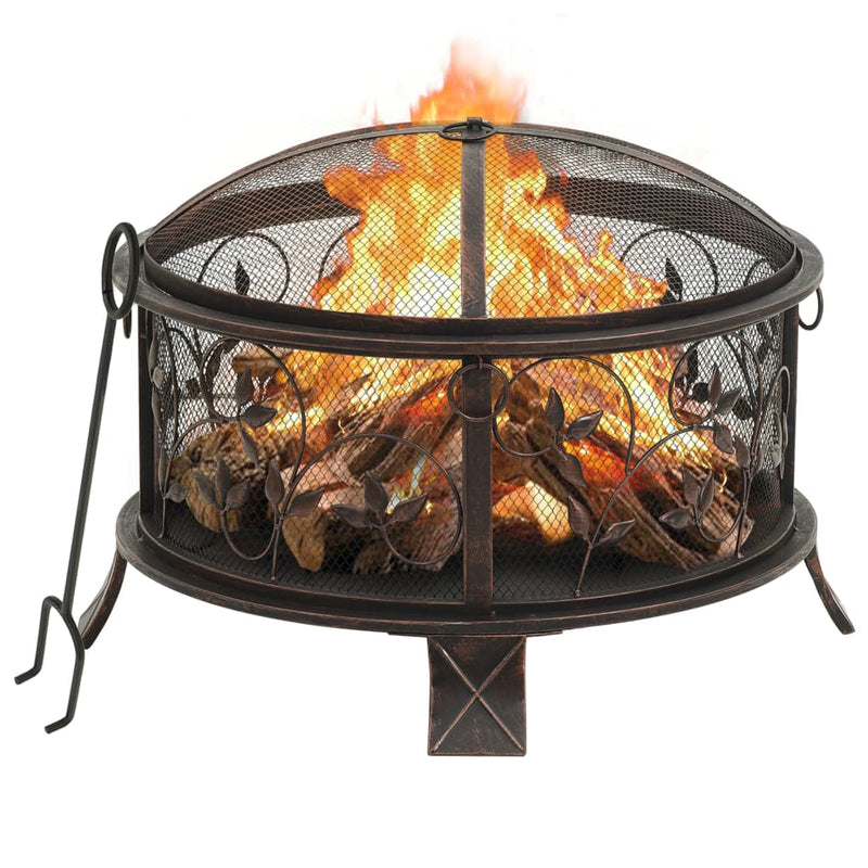 vidaXL Rustic Fire Pit with Poker 76 cm XXL Steel