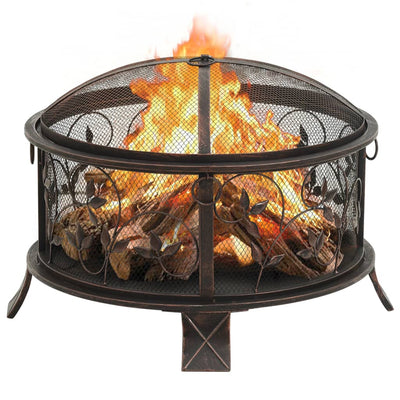 vidaXL Rustic Fire Pit with Poker 76 cm XXL Steel