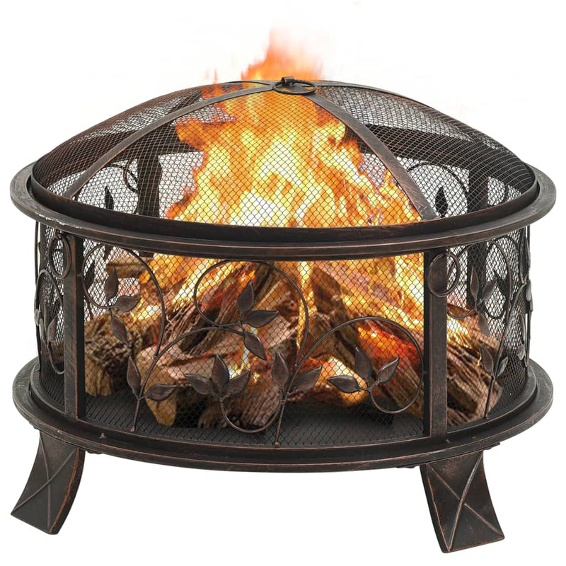 vidaXL Rustic Fire Pit with Poker 76 cm XXL Steel