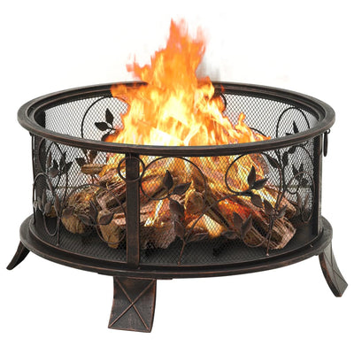 vidaXL Rustic Fire Pit with Poker 76 cm XXL Steel