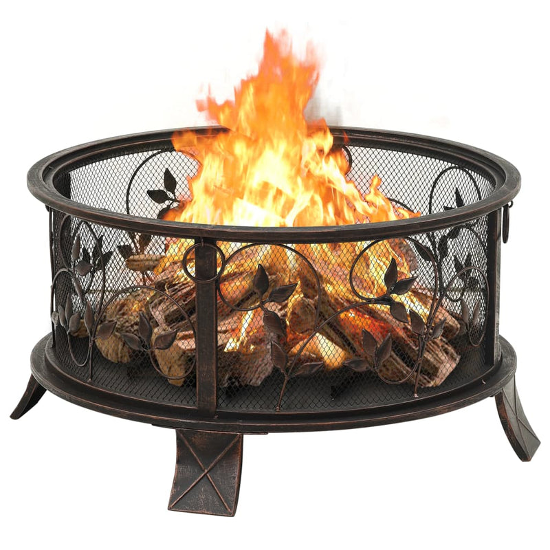vidaXL Rustic Fire Pit with Poker 76 cm XXL Steel