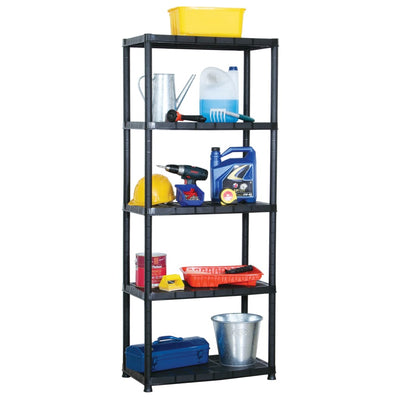 vidaXL Storage Shelf 5-Tier Black 91.5x45.7x185 cm Plastic