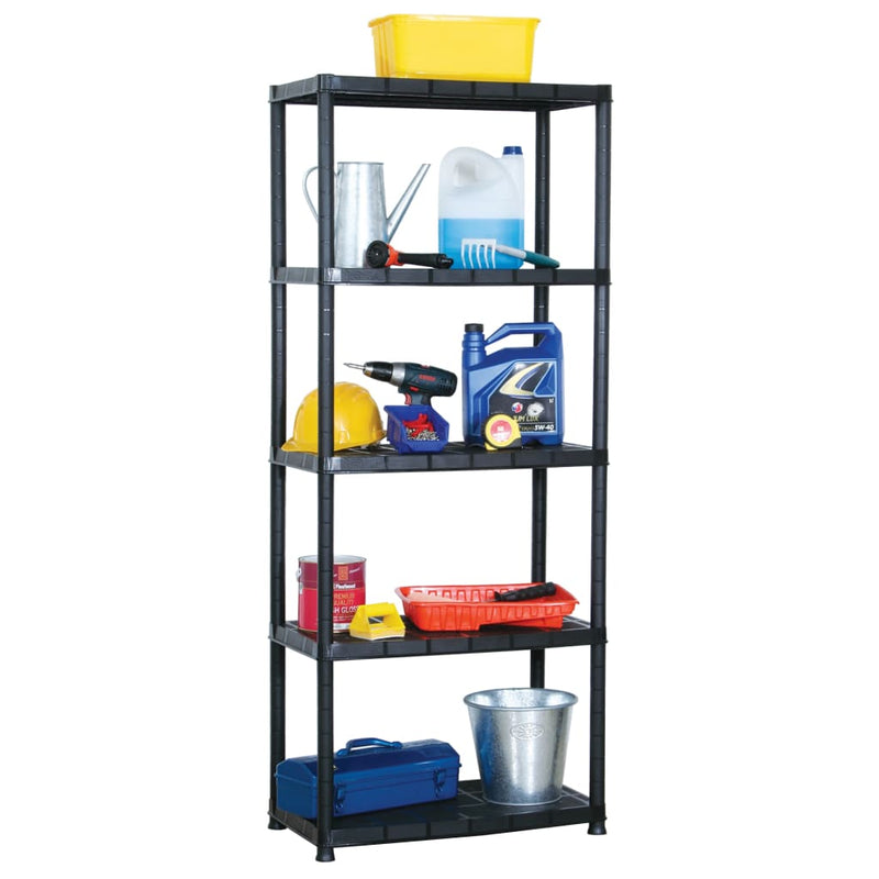 vidaXL Storage Shelf 5-Tier Black 91.5x45.7x185 cm Plastic