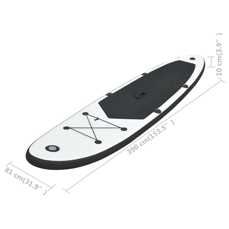 vidaXL Inflatable Stand up Paddle Board Set Black and White