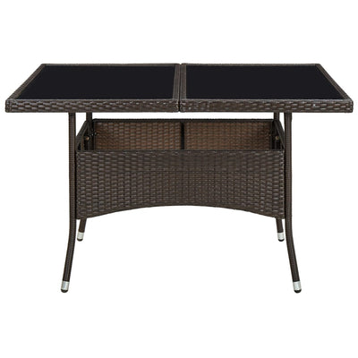 vidaXL Outdoor Dining Table Beige Poly Rattan and Glass