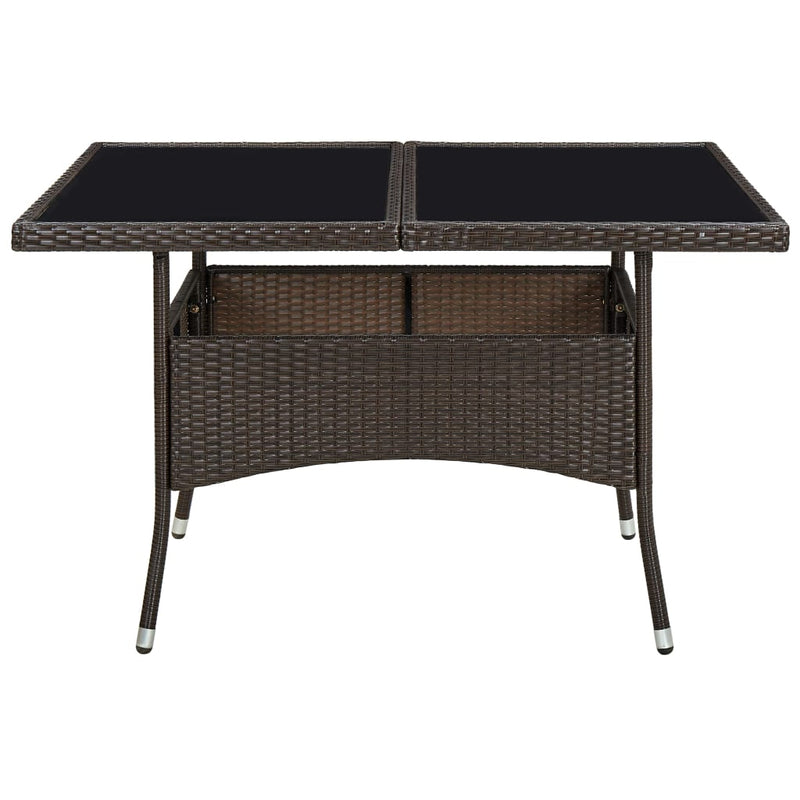 vidaXL Outdoor Dining Table Beige Poly Rattan and Glass