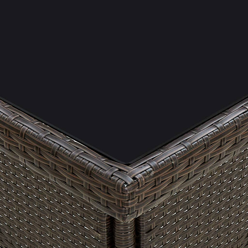 vidaXL Outdoor Dining Table Beige Poly Rattan and Glass