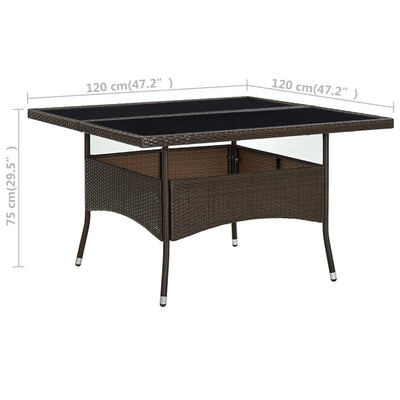 vidaXL Outdoor Dining Table Beige Poly Rattan and Glass