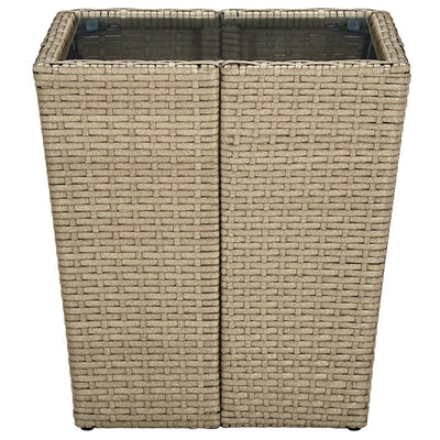 vidaXL Tea Table Beige 41.5x41.5x44 cm Poly Rattan and Tempered Glass