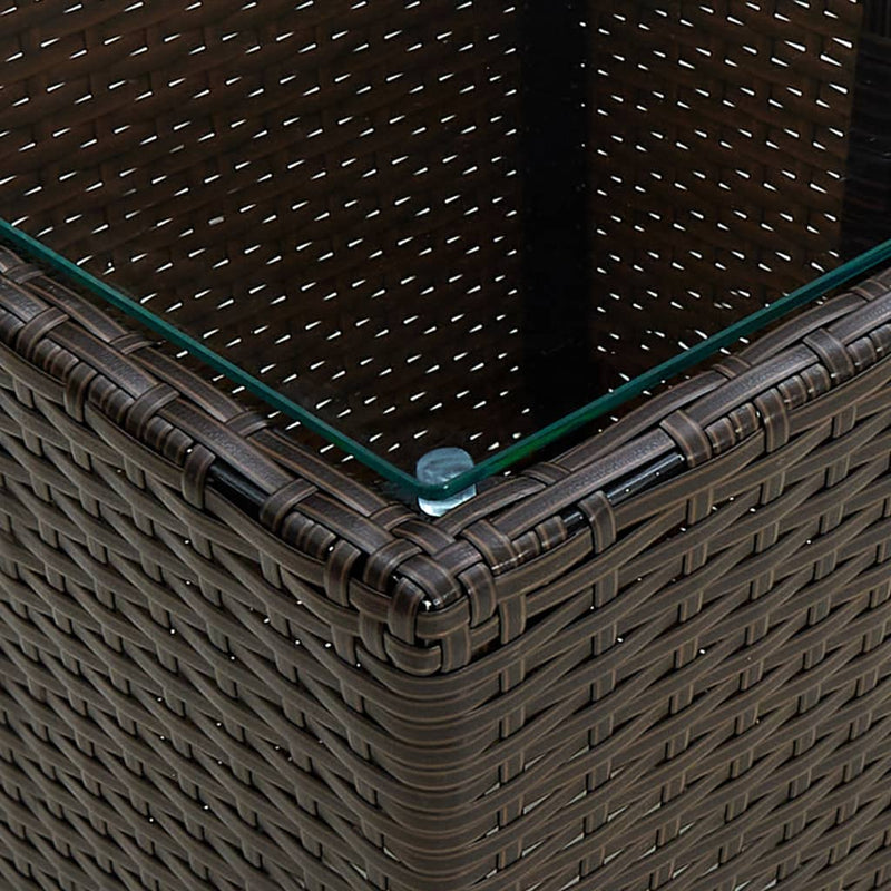 vidaXL Tea Table Beige 41.5x41.5x44 cm Poly Rattan and Tempered Glass