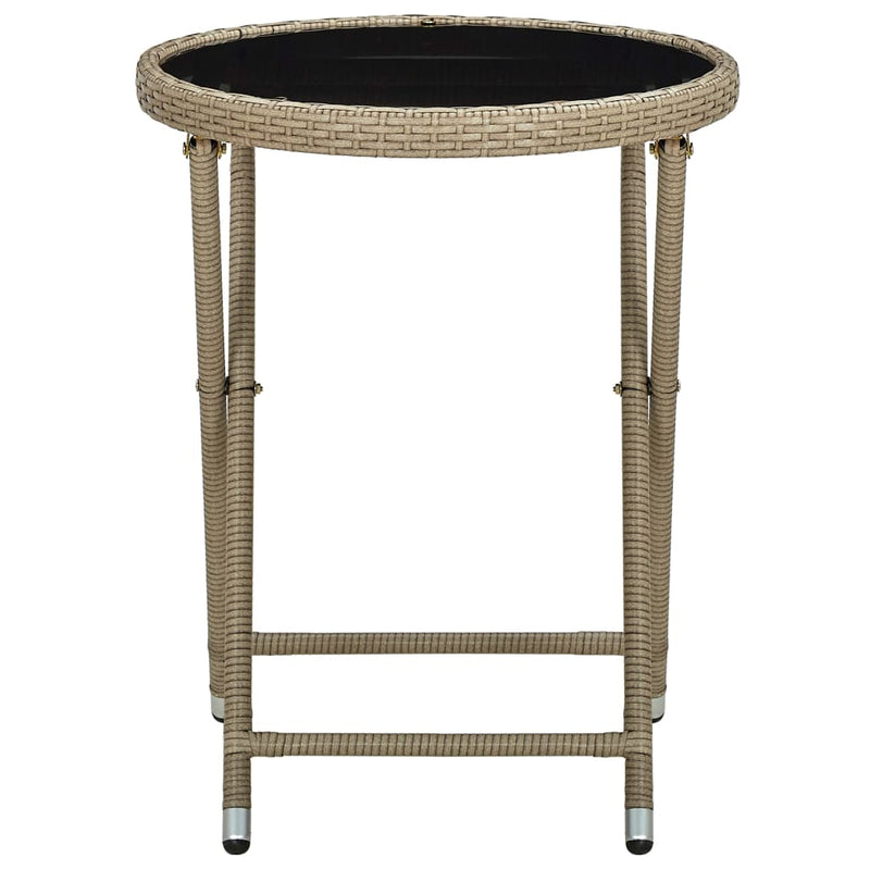 vidaXL Tea Table Beige 60 cm Poly Rattan and Tempered Glass
