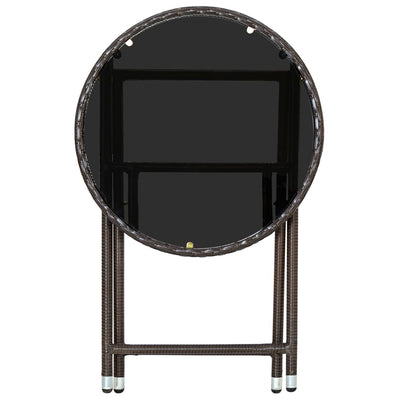 vidaXL Tea Table Beige 60 cm Poly Rattan and Tempered Glass