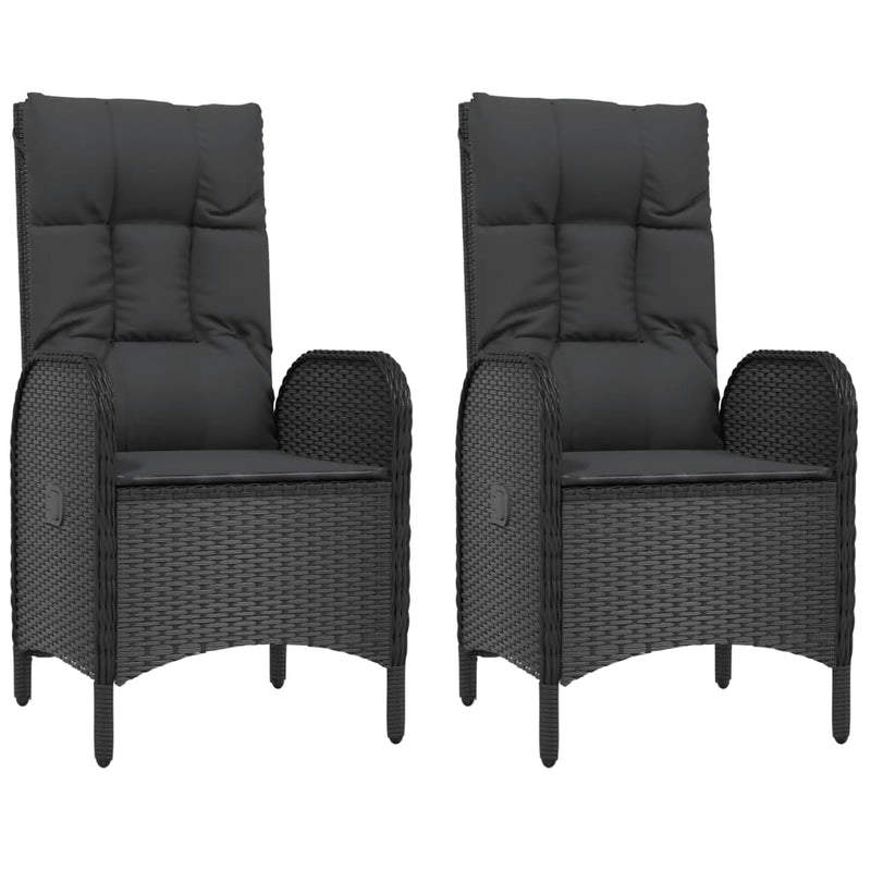 vidaXL Outdoor Chairs 2 pcs Poly Rattan Black