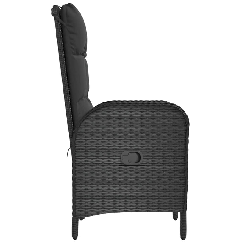 vidaXL Outdoor Chairs 2 pcs Poly Rattan Black