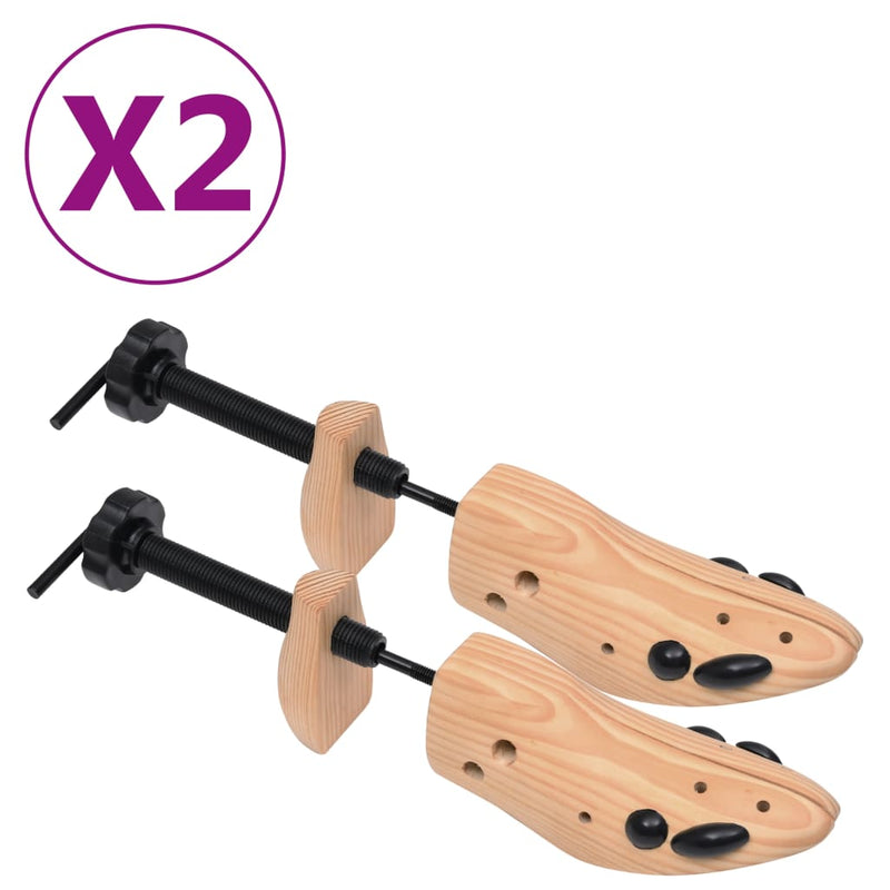 vidaXL Shoe Trees 2 Pairs Size 41-46 Solid Wood Pine